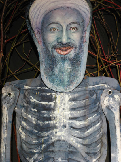 Detail of head, Foes of Our Fierce Fathers: Osama Bin Laden
